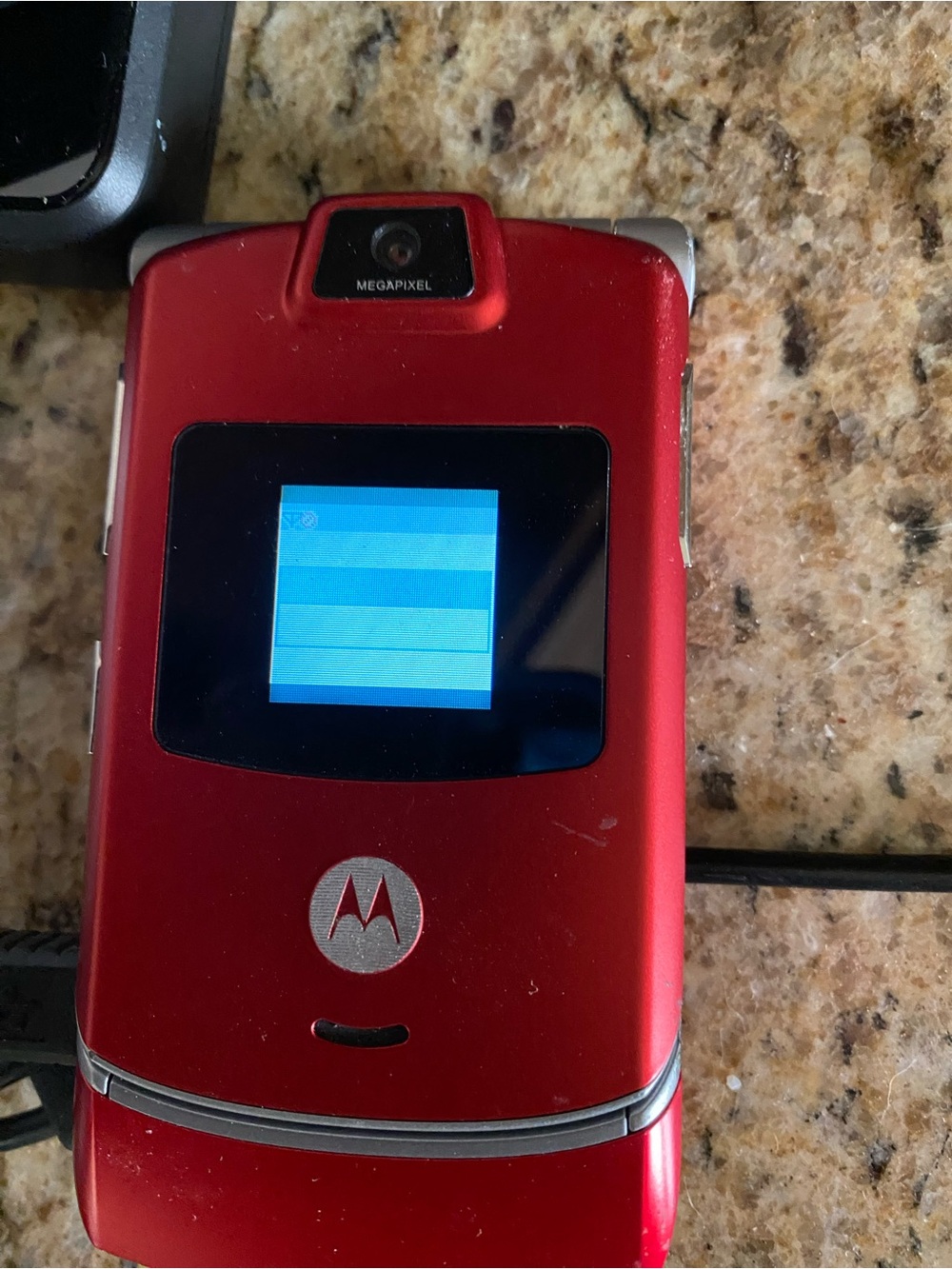 Motorola Red Clamshell Phone with charger